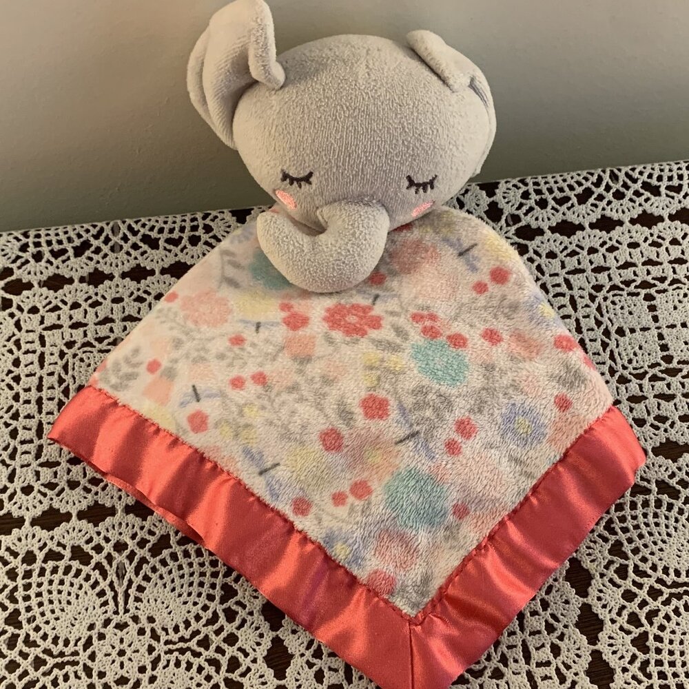 Parents Choice Elephant Lovey Pink Blankie Baby Blanket Soothing Satin Binding